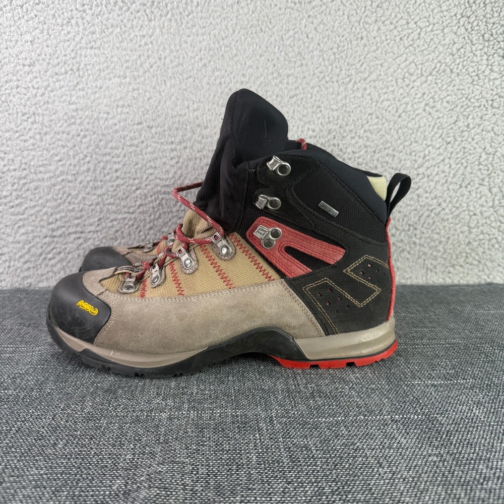 Asolo Fugitive GTX Hiking Boots Mens 11 Grey Black Red Waterproof Suede Cordura